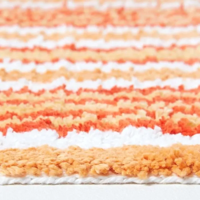 Tapis de bain - HOMESCAPES - Tissé chenille - Rayé Orange - 40 x 60 cm - Antidérapant-2
