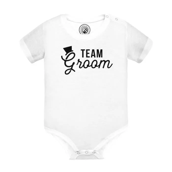 Body Bébé Manche Courte Blanc Team Groom Chapeau Mariage Marié Gentleman-0