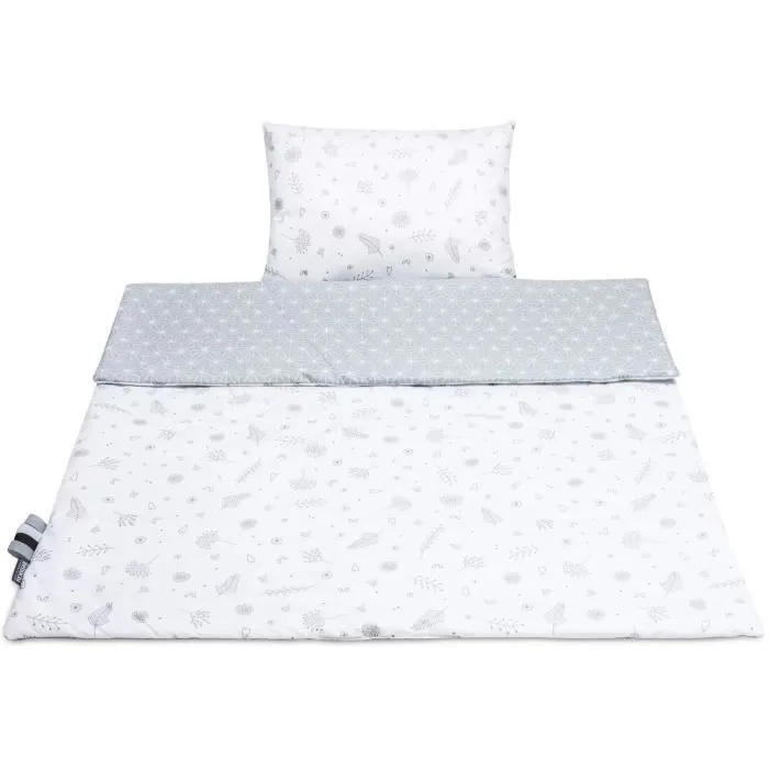 Bellochi Set de Couette Bebe 75x100 cm et Coussin Enfant 30x40 cm - Réversible et Lavable - 100% Coton - Bleu-1