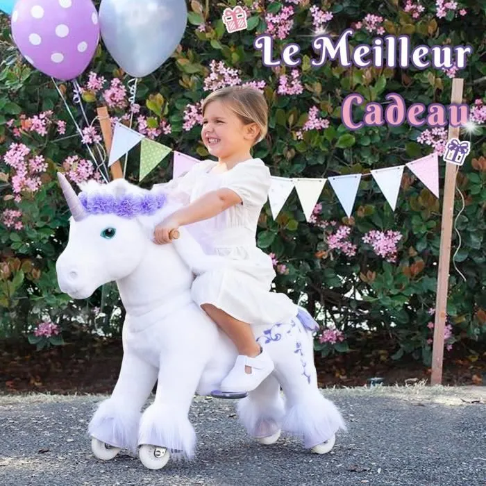 PonyCycle - Modèle X Licorne à Monter Trottinettes pour Enfants - Frein - Peluche Jouet Équitation Violette X41-1
