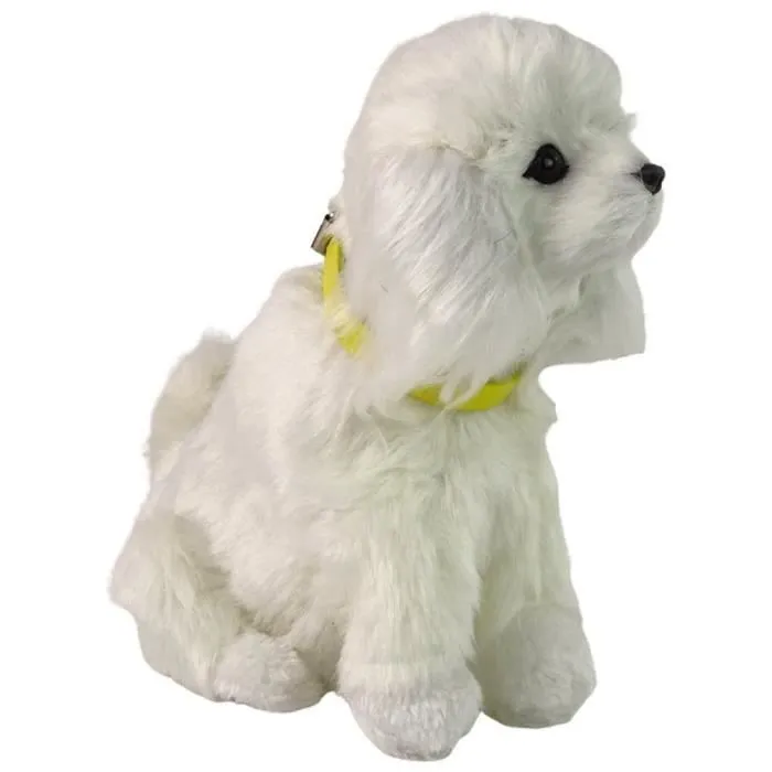 Peluche chien chiot caniche interactif aboie queue qui bouge-0