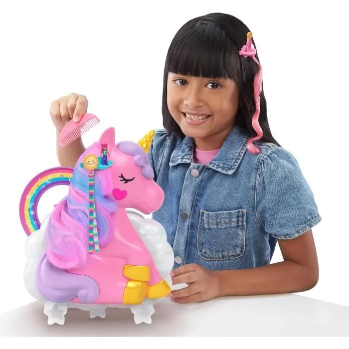 Polly Pocket-Licorne Arc-en-ciel-Coffret 2 poupées et tête à coiffer HYD97-1