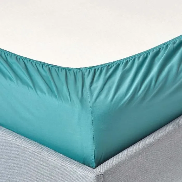 Drap-housse - Coton Égyptien - 180 x 200 cm - Sarcelle - Hypoallergénique - 200 fils-1