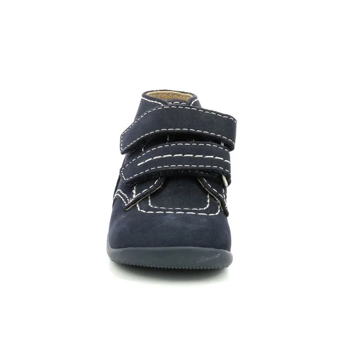 Bottillons - KICKERS - Bonkro-2 - Cuir - Bleu - Fermeture Scratch-4
