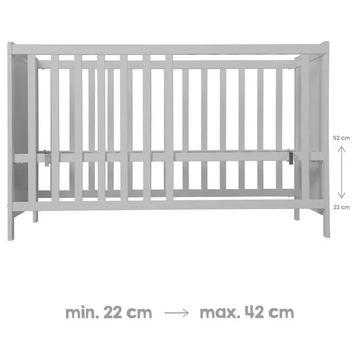 Chambre Bébé Duo Hamburg - ROBA - Lit Bébé 60x120 + Commode à Langer - Gris-1