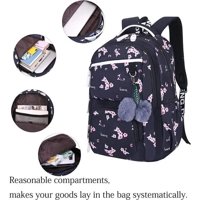 Sac à Dos - Femme - College - Imperméable - Nylon - 45cm x 30cm x 14cm-3