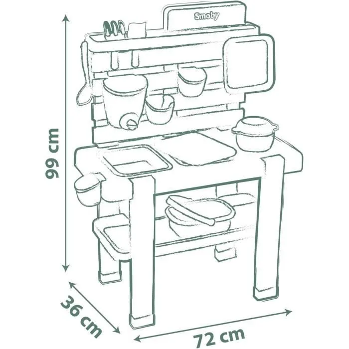 Smoby Life - Mud Kitchen - Jeu de cuisine en extérieur - 15 accessoires - Anti-UV - Matière Recyclée - Dès 3 Ans-5