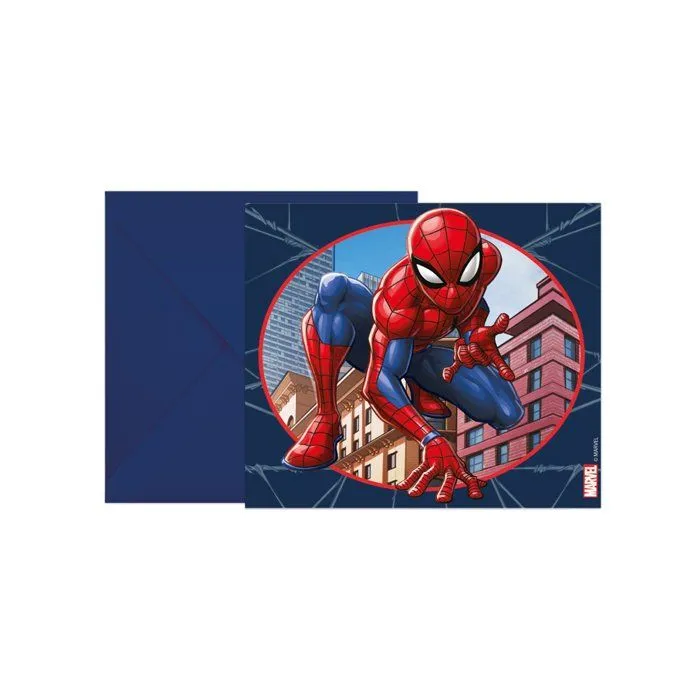 6 Cartons d'invitation avec enveloppes Spiderman-0