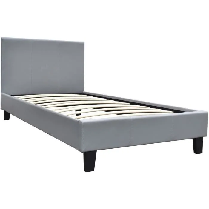 Lit "Lina" - 90 x 190 cm - Gris clair-0