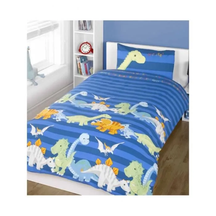 Housse de couette Dinosaures - Bleu - Taille 135x200cm - Enfant-0