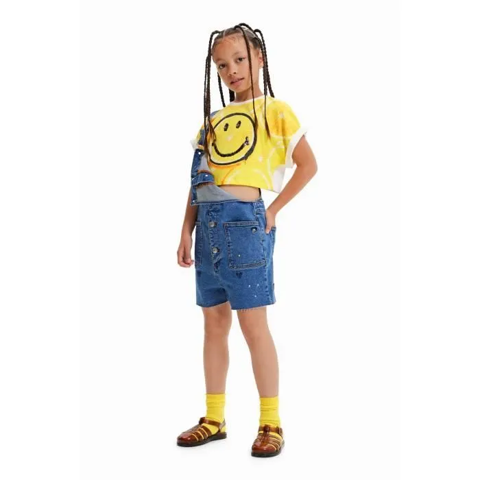 T-shirt fille Desigual Smiley Limon - jaune/blanc - 7/8 ans-3