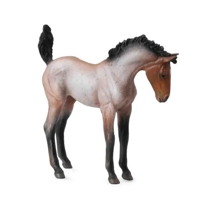Figurine - Collecta - Poulain Mustang baie rouan - Robe marron et crins blancs-0