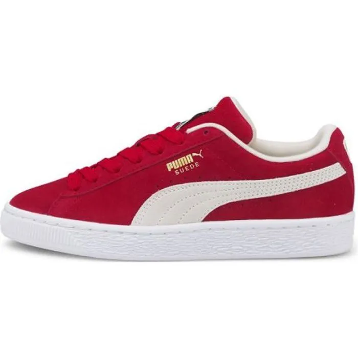 Basket Puma SUEDE CLASSIX XXI Junior - Réf. 380560-02. Couleur : Rouge, Blanc. Détails. - Tige en cuir suède. - Patch Puma sur la-0