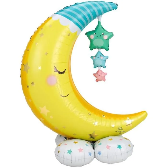 Ballon en aluminium : lune et étoiles : 127 cm-0
