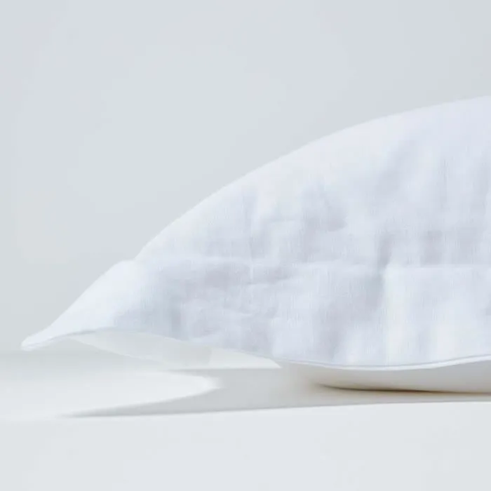 Taie d'oreiller - Lin - 50 x 75 cm - Blanc - Élégance - Lavable-1