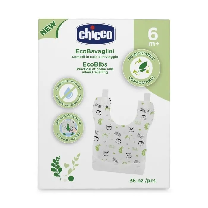 Chicco Bavoir Compostable +6m Décoré 36 unités-1
