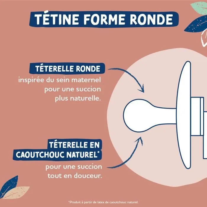 Sucette Dodie Gaia +0m Caoutchouc Ronde Rose - Lot de 2-2