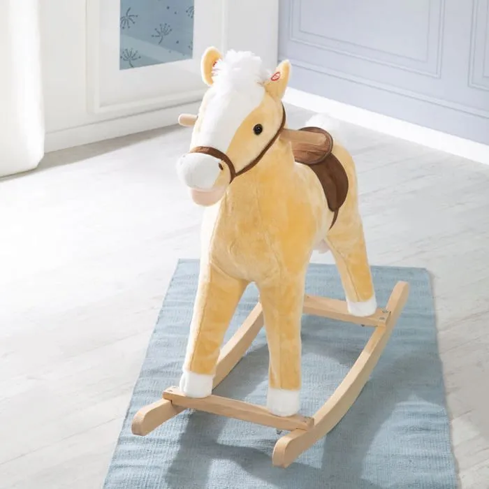 Cheval à Bascule de Noël à Effets Sonores + Bonnet et Écharpe de Noël - ROBA - Jaune / Rouge-2