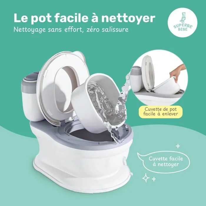 Pot réaliste pour apprentissage de la propreté avec son - Gris | SUEPERBE BEBE-2