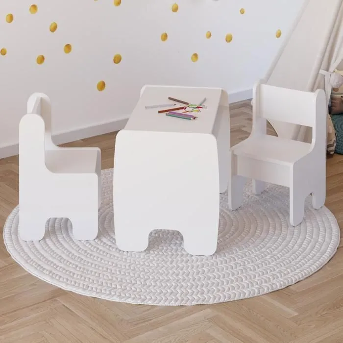Ensemble de Table et 2 Chaises pour Enfants TIMI - blanc-0