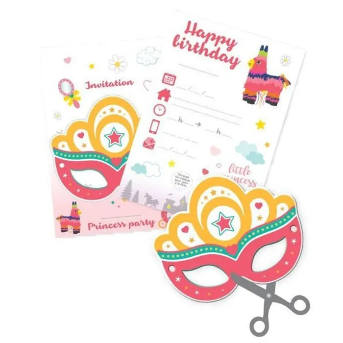 12 cartes d'invitation à découper - Princesse-1
