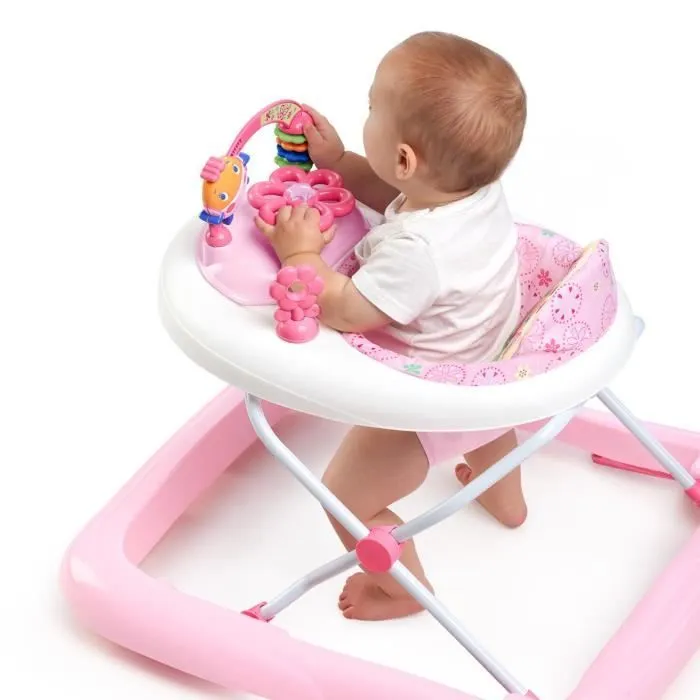 BRIGHT STARTS Trotteur bébé fille évolutif et pliable 2-en-1 - Jardin Rose - Jouet d'éveil amovible, Musique, Hauteur Réglable-4