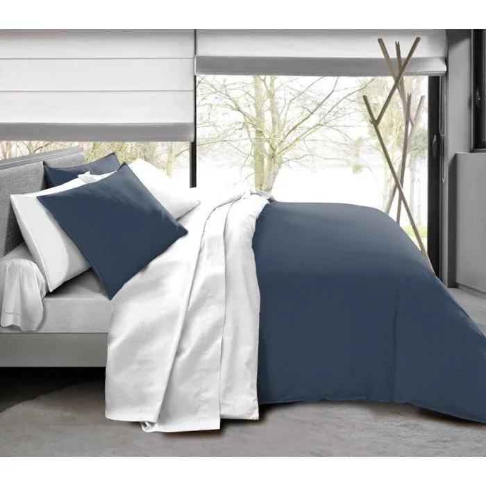 Pack complet 6 pièces Marine/Blanc réversible housse de couette pour lit 140 x 190 cm-2