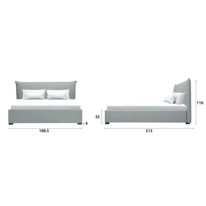 CUSHION Lit coffre adulte 160x200 cm - Classique - Tissu Gris clair - Sommier inclus-8