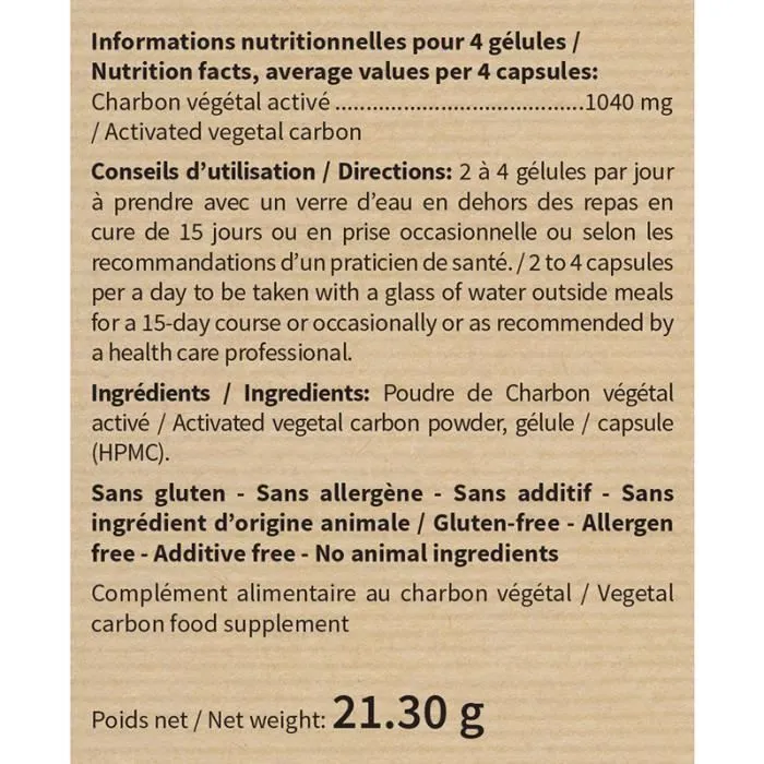 NutriExpert Charbon Végétal Activé 60 gélules végétales-1