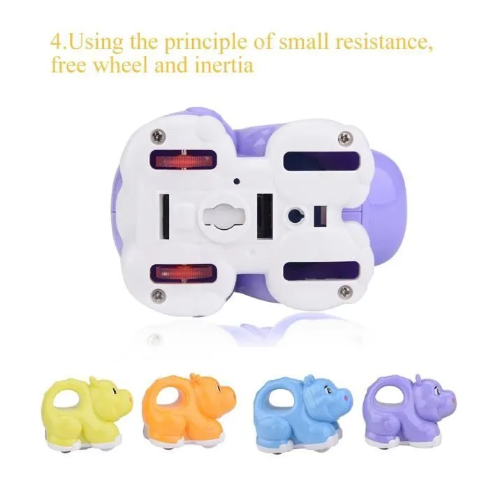4sets voiture jouet Cute Cartoon Toddler Kids Toy Petites voitures Roue libre par inertie coulissante (Hippo) LANQI-3