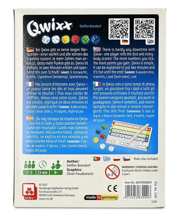 Des - jeu de des Nsv - 08319908001 - Qwixx-Natureline Jeu, 5301, Multicolore-2