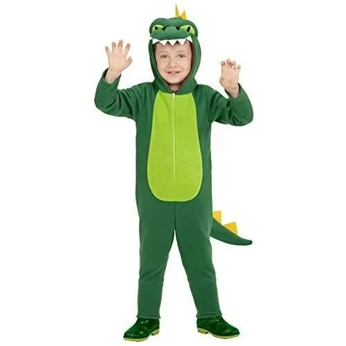 Costume de dragon - WIDMANN - Salopette à capuchon - Vert - Enfant - Mixte-0
