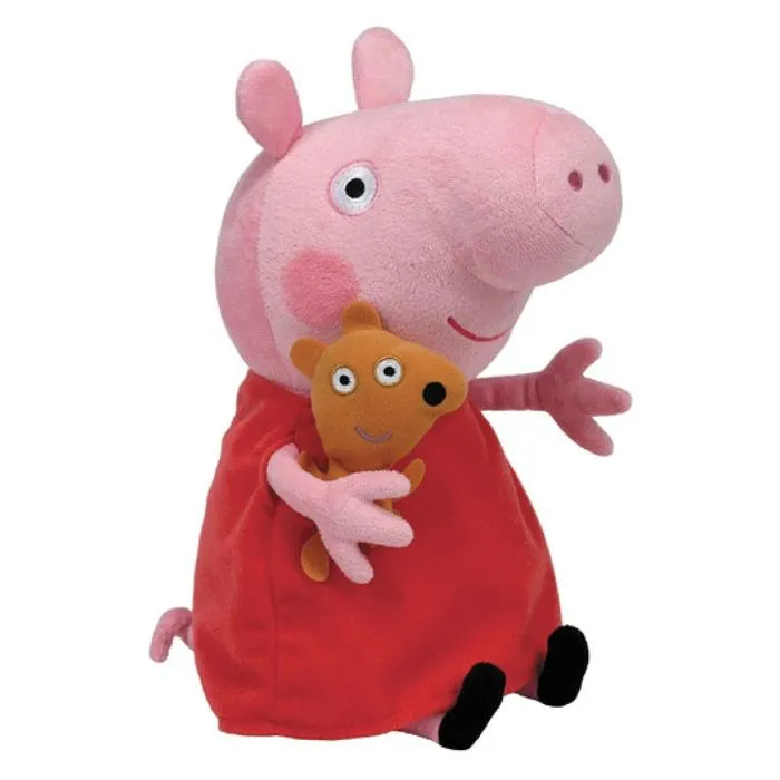Peluche Peppa Pig Ty Beanie - Peppa et Teddy - Licence Peppa Pig - Marque TY-0