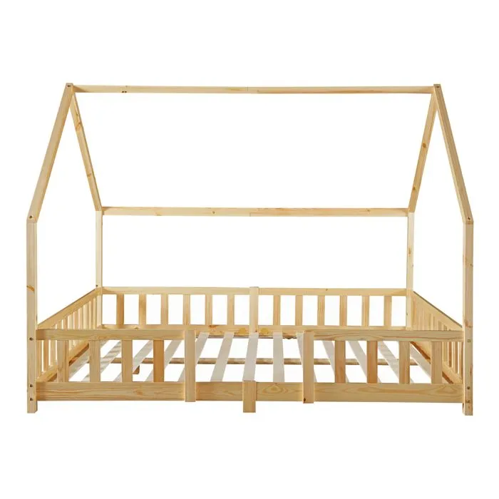 Lit d'Enfant Design Forme Maison Sisimiut Pin 200 x 140 cm Naturel-3