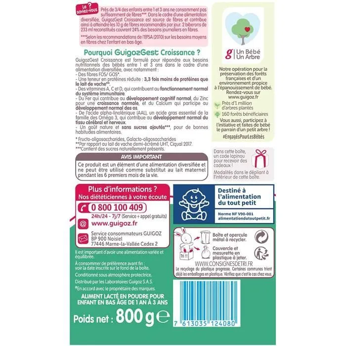 Guigoz GuigozGest Croissance Lait 3ème Âge 800g-2