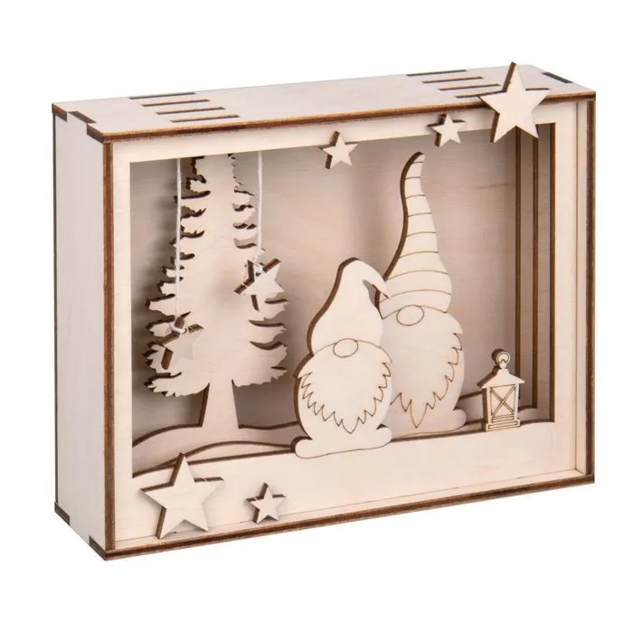 Cadre lutins du père Noël en bois à décorer-2