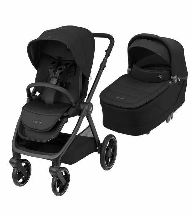 MAXI-COSI poussette Duo Oxford Plus, avec nacelle bébé Sense, de la naissance à 4 ans (22kg), Twillic Black-0