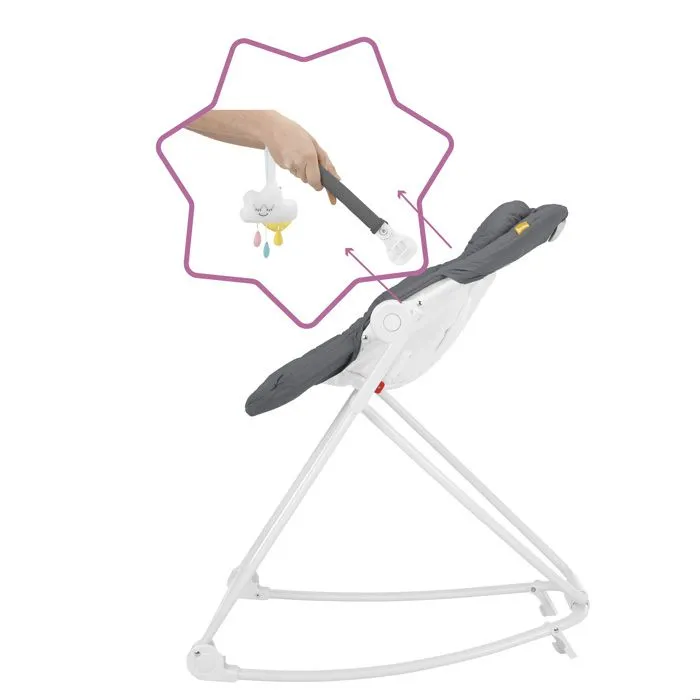 Badabulle Transat Bébé en Hauteur Compact'Up, Pliage Ultra Compact, Confortable, Multipositions, Dès la naissance, Moonlight-4