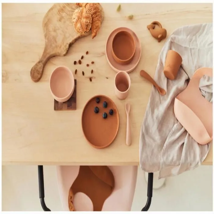 Coffret de table bébé Silicone Caramel (4pcs) - Set vaisselle - Assiette Verre Couverts-3