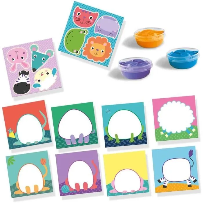 My first - Peinture au doigt - Animaux - SES CREATIVE - Peins 8 cartes d’animaux joyeux.-4