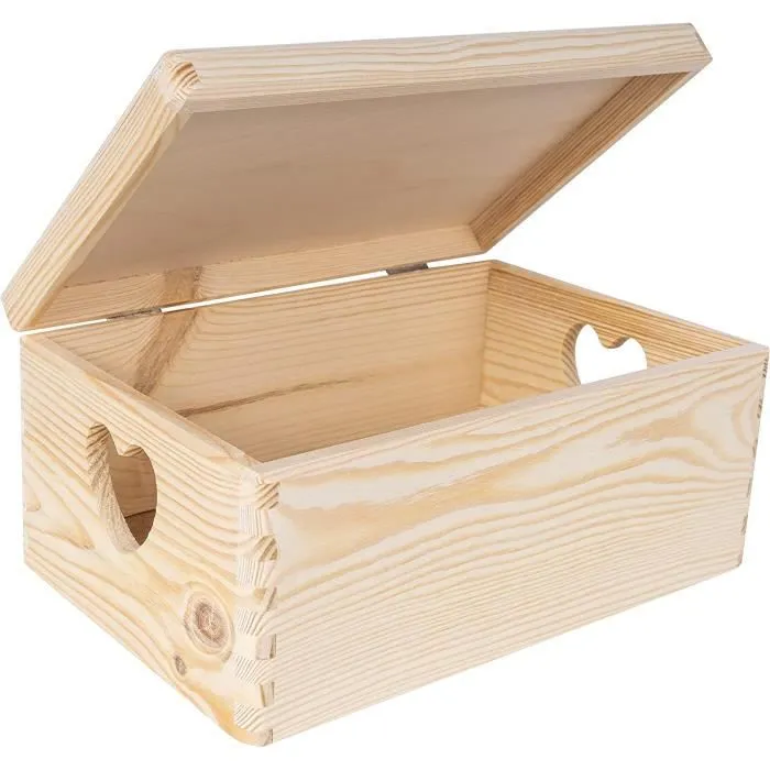Creative Deco Caisse Bois Rangement 30x20x14cm - Boîte de Rangement Bois - Boite Rangement Cuisine - Caisse de Rangement Couvercle-0