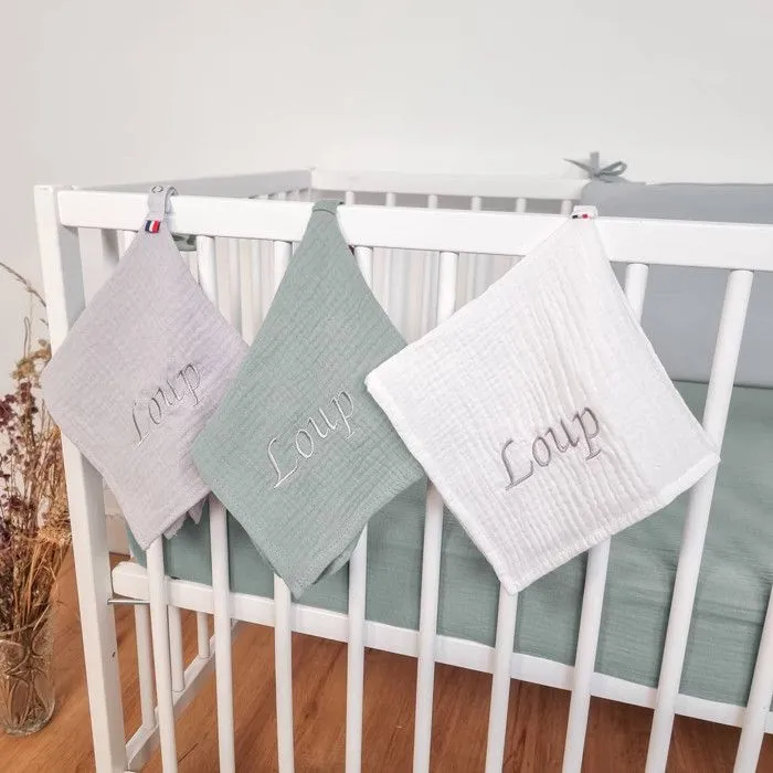 Lange en gaze de coton Jeanne 60x60 cm Gris clair-2