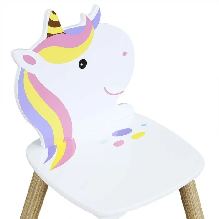 Home Deco Kids HD6764 Table et 2 Chaises Enfant Licorne Lily Blanc beige et multicolore-4