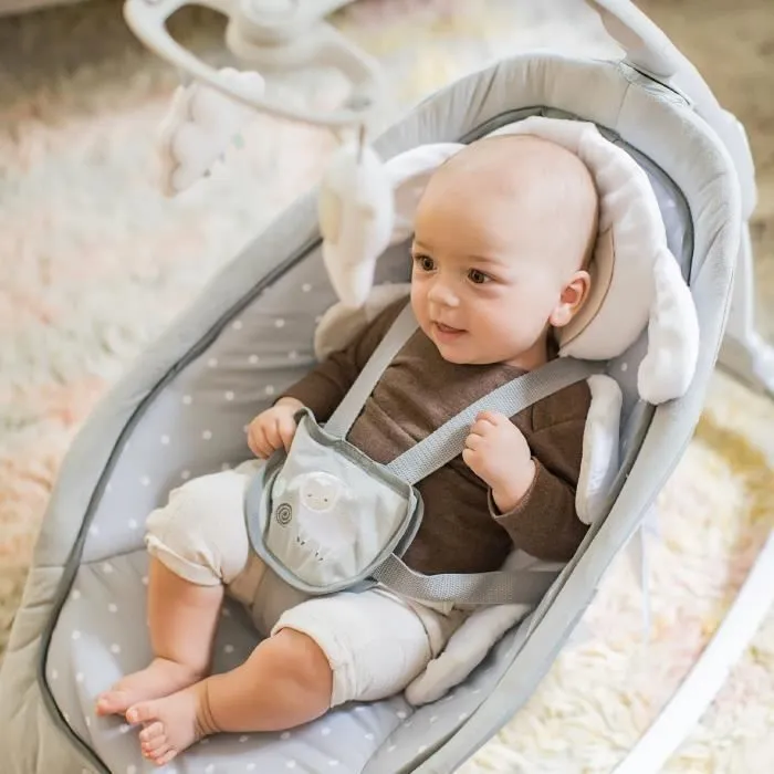 INGENUITY Transat bébé bascule évolutif pliable - Petit Mouton - Position fixe ou bascule, vibrations et sons, arche, jouets d'éveil-2