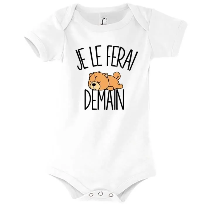Body bébé - Je le ferai Demain - Chow Chow - Blanc - 3-6 mois - Humour Mignon-0