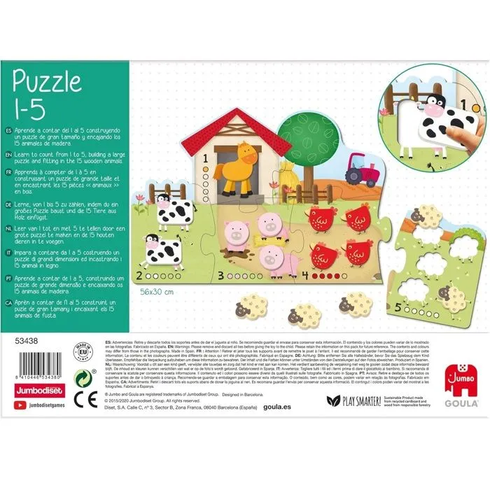 Puzzle géant ferme pour apprendre à compter jusqu'à 5 - DISET - Goula - 5 pièces - Enfant - Intérieur-3