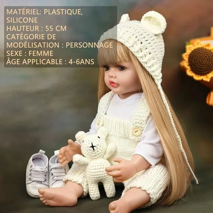 Poupée Bébé - Non spécifié - 55cm - Plastique et silicone - Pour enfants 4-6 ans - Jouet aquatique-1