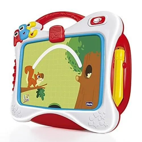 CHICCO MON PREMIER TABLEAU PIZZARA AVEC CARTES POUR DESSINER, ECRIRE E-0