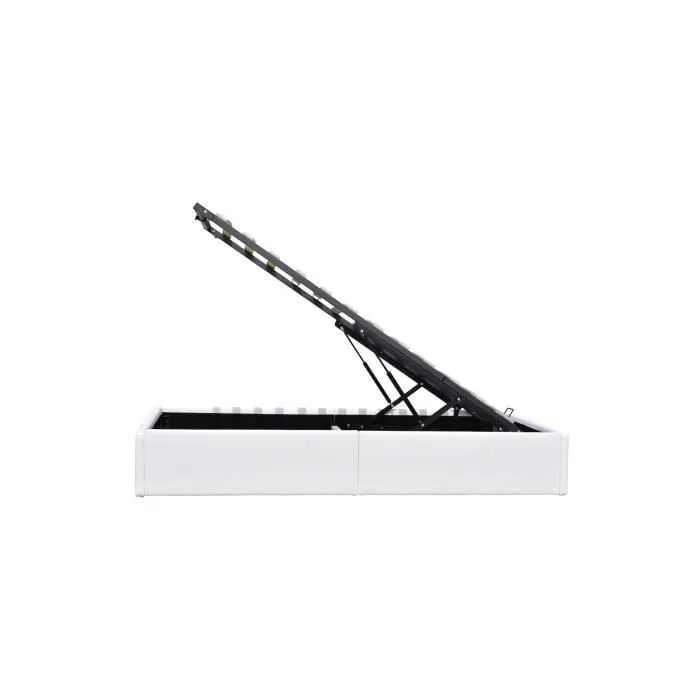 Lit Coffre - Loris - 90x190 cm - Blanc - Montage Rapide - 12 Lattes en MDF-3