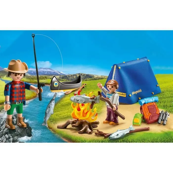 PLAYMOBIL 9323 Valisette Campeurs, Sports et Action, 2 personnages, tente, canoë et accessoires, 32 pièces, Dès 4 ans-1